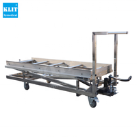 Chariot de morgue hydraulique en acier inoxydable 304 à hauteur réglable avec plateau