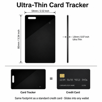 Traceur de taille carte de crédit étanche IP68, double système de localisation, compatible Find My, avec recharge sans fil, pour portefeuille et passeport