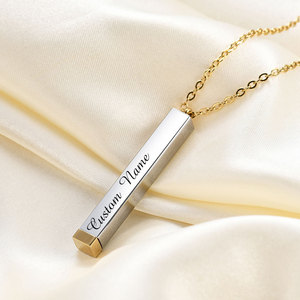 Collar con Colgante de Acero Inoxidable de 43 mm de Largo, Rectangular, Grabado con Láser, Nombre Personalizado, Joyería para Uso Diario, Regalo - Product Image 3