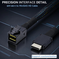 Câble haute vitesse PCIe 4.0 OCuLink SFF-8611 vers Mini SAS HD SFF-8643 avec gaine tressée 0,5 m pour connexion de stockage NVMe de serveur