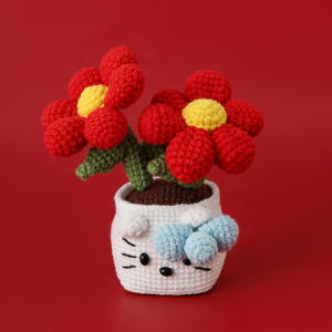 Plantas verdes artificiales <span class=keywords><strong>de</strong></span> ganchillo, plantas en maceta <span class=keywords><strong>de</strong></span> <span class=keywords><strong>Hello</strong></span> <span class=keywords><strong>Kitty</strong></span> tejidas a mano, adornos lindos para dormitorio <span class=keywords><strong>de</strong></span> niñas - Product Image 6