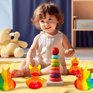 Hot Sale Promotional Unicorn Rainbow Ducks Soft Floating <b>Bath</b> Squeaky Toys Rubber Duck for Kids - Product Image 4