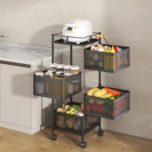 Estante de Cocina de 5 Niveles, Estante Giratorio para Almacenamiento de Frutas y Verduras, Cesta de Frutas Multicapa con Ruedas para el Hogar - Product Image 6