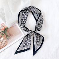 Écharpe en ruban étroit à carreaux noir et blanc, en soie sergé et satin, de marque célèbre, pour femme, élégante et luxueuse, bandeau pour la tête