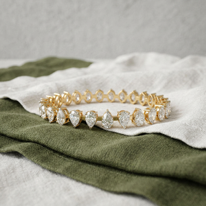 Bracelet tennis en moissanite dorée, forme poire, maillons goutte d'eau, style diamant, pour soirée hip-hop, bijou de poignet étincelant - Product Image 5