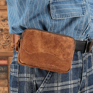 Riñonera para hombre de cuero genuino, diseño horizontal con solapa de gran capacidad para viajes de negocios y de ocio - Product Image 2