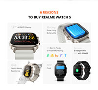 Reloj Realme 5 con Pantalla AMOLED Táctil, Navegación GPS, Reproductor de Música, Calendario, Recordatorio de Mensajes, Brújula, Monitor de Sueño de Silicona