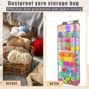 Clear Knitting Organizer Storage with 4 Large Zippered Pockets Hanging Yarn Storage for <b>Crochet</b> Lovers Made of Fabric Polyester - Product Image 6