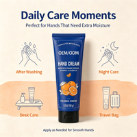 Crème pour les mains à l'orange, marque privée OEM, huile de jojoba, vitamine E, nourrissante, hydratante, parfum d'agrumes, légère, soin des mains rugueuses, douce, 95g