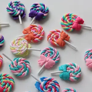 Handmade Polymer Clay Lollipop Jewelry Charms Soft DIY Craft Sweet Artificial Food Miniature Accessories Unisex Candy Art