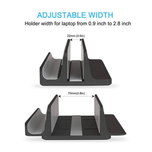 Soporte Vertical de Aluminio para Portátil, Doble Compartimento 2 en 1, Soporte para Teléfono, Ancho Ajustable, Almacenamiento Vertical - Product Image 6