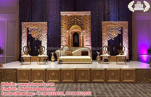 Cadre arrière en Fiber dorée pour mariage, encadrement de luxe élégant pour scène de mariage, vente en gros - Product Image 4