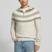 Pull jacquard tricoté en mélange de laine chaud pour homme, col montant demi-zip, idéal pour l'automne et l'hiver, les activités de plein air et les voyages – Fabrication sur mesure par un fabricant de tricots