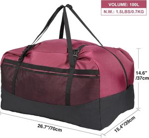 Borsa da Viaggio Pieghevole Rossa in Poliestere con Cerniera, Borsa Sportiva Grande 75L/96L/100L, Borsa Leggera Impermeabile - Product Image 2