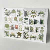 Pegatinas de Plantas de Cristal, Adhesivos de Vinilo Impermeables con Diseño Estético de Suculentas y Cactus en Maceta, para Álbumes de Recortes, Diarios, Agendas y Decoración