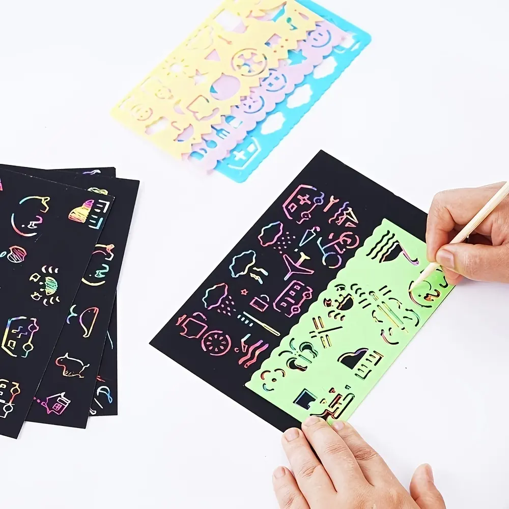 Rainbow Magic Scratch Art Papier Set Voor Kinderen Met Houten Stylus Pasen Ambachten Kit Speelgoed
