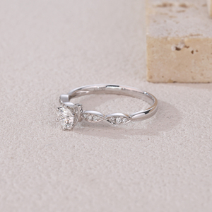 Personnalisable Simple18K Bague de fiançailles en or blanc Diamant naturel rhodié élégant Livraison rapide Cadeau de mariage pour la fête des femmes - Product Image 4