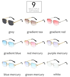 0603 Heiß Begehrte Blaue Quadratische Randlose Sonnenbrille für Damen, Herren, Luxuriöse Diamantgeschliffene Rahmenlose Brille, Individuelle Sonnenbrille - Product Image 5