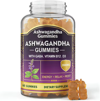 Gummies à base d'ashwagandha, vitamines B12 et D3, soutien émotionnel, amélioration de la mémoire, gestion du sommeil et de l'énergie, complément naturel végétalien pour adultes
