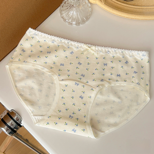 Braguitas Triangulares Cómodas y Transpirables de Cintura Media - Nuevo Diseño Floral Dulce Antibacteriano, Entrepierna de Algodón Extendido, Ropa Interior Femenina - Product Image 1