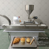 Machine automatique de remplissage de gaufrettes commerciales à double couleur avec injecteur de crème et de pâte chocolatée