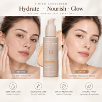 Crème solaire teintée SPF50 hydratante légère à base de minéraux pour le visage, couvrance naturelle, OEM ODM, marque privée
