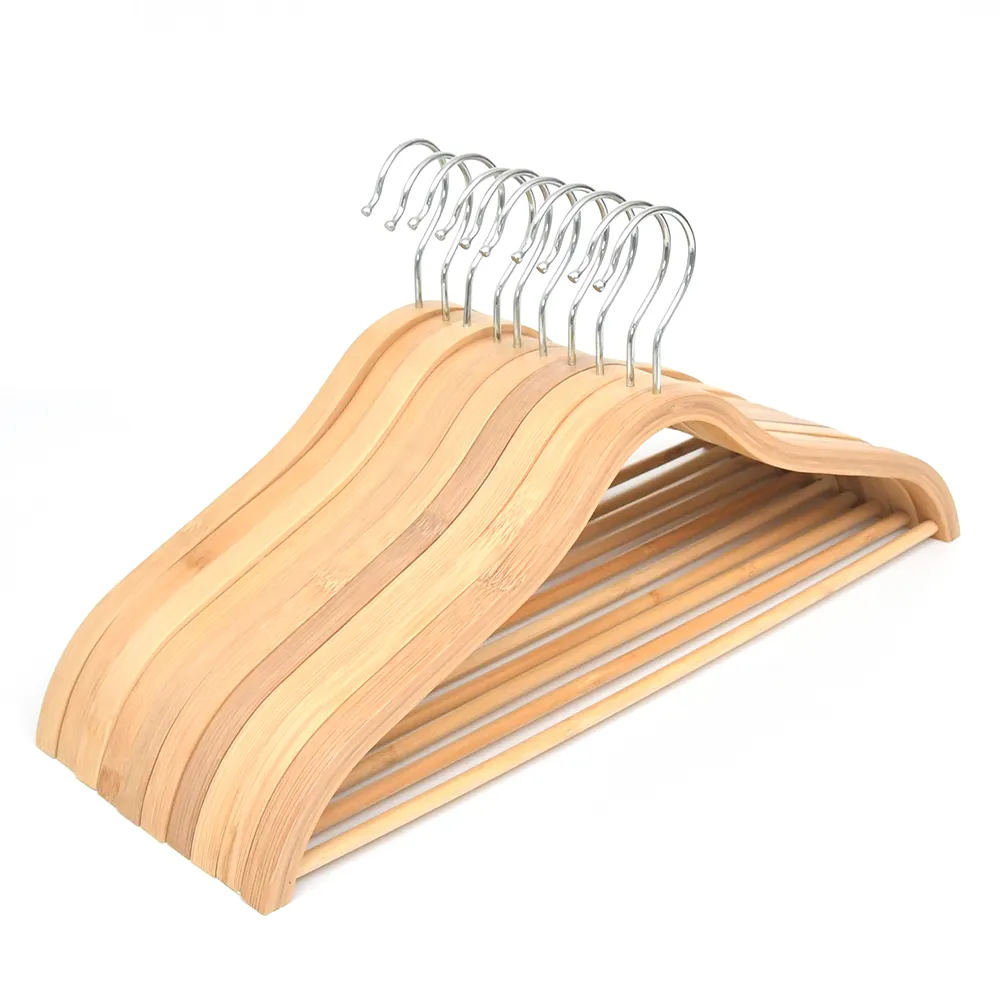 Fabricante Bamboo Clothes Hangers Bebê Natural Grosso Bambu Cabides para Roupas com Logotipo