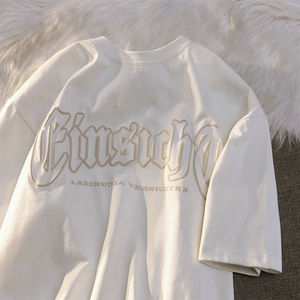 เสื้อยืดพิมพ์ลายพัฟฟ์แบบกำหนดเอง ผ้าฝ้าย 100% สีขาวล้วน เสื้อยืดโอเวอร์ไซส์ผู้ชาย Pour Hommes - Product Image 3