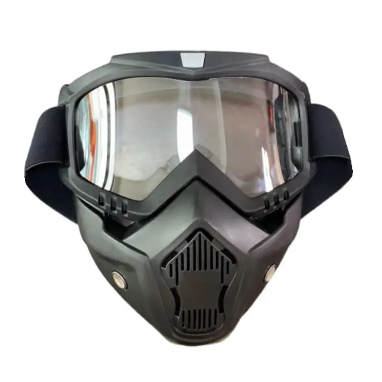 Maschera tattica protettiva per Paintball integrale regolabile maschera per occhiali da equitazione per casco da moto con scudo staccabile