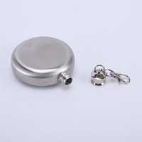 Meilleures ventes : Mini gourde à whisky de poche portable en acier inoxydable 304 écologique, ronde, 1oz, 2oz, 3oz, avec porte-clés