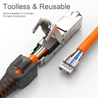 Adaptador de extensión de cable Universal Linkwylan Conexión rápida RJ45 Conectores Ethernet blindados Cat5e Conectores rápidos sin herramientas
