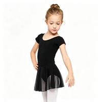 Justaucorps de ballet rose avec jupe, tenue de gymnastique, robe de ballerine, vêtements de danse classiques à manches courtes, costume pour filles