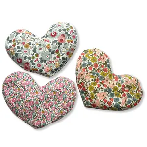 Printed Cotton Fabric Heart Shape Weighted Eye Pillow Microwave Eye Mask With Fillings