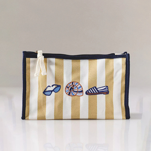 <span class=keywords><strong>Pochette</strong></span> de maquillage à motifs rayés brodés, prête pour les vacances, avec fermeture éclair - Product Image 2
