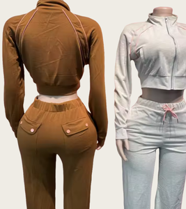 Vivibloook Z1110ST02 nuevo conjunto de mujer con cremallera en contraste, chaqueta con cuello levantado, pantalones deportivos, chándal, conjuntos de Jogger de dos piezas - Product Image 2