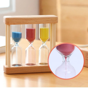 Timer a sabbia in legno naturale fatto a mano 3-in-1, timer a sabbia per tè, in vetro, per ufficio, scrivania, cucina, decorazione per <span class=keywords><strong>la</strong></span> casa, matrimonio, compleanno - Product Image 2