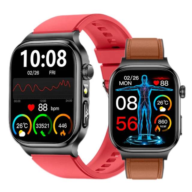 2.04'' Square Screen TK18 Smartwatch SOS Calling ECG Heart Rate Monitoring Voice Assistant Movement Tracker Health Smart Watch