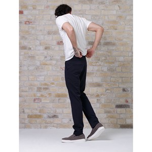 Men Classic Straight <b>Chino</b> Trousers Dark Blue Casual Pants <b>Elastic</b> <b>Waist</b> Winter - Product Image 5