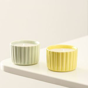 Best Sale Ribbed Mini Ceramic Candle <b>Jar</b> <b>Empty</b> Candle Holder for DIY Candle Making Wedding Favor Home Decor Bulk Wholesale - Product Image 4