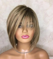 Cheveux indiens bruts de l'Inde vendeur en gros, européen 100 vierge cheveux humains bandeau droit perruques avec franges pour les femmes blanches