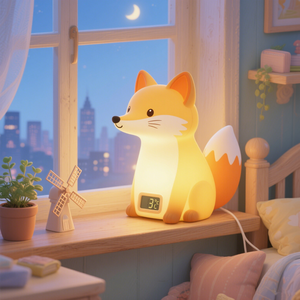 Veilleuse animale européenne - Conception personnalisée Hibou/Renard Lampe LED en silicone Alimentation USB Décoration de chambre d'enfant moderne Affichage de la température - Product Image 4