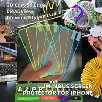 Protection d'écran en verre trempé avec bord en silicone fluorescent 21D 9D 3D pour iPhone 11 12 13 14 15 16 17 Pro X XR XS Max 6 7 8 XR