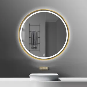 맞춤형 라운드 led 욕실 거울 벽 장착 안티 안개 거울 벽 전체 거울 LED 조명