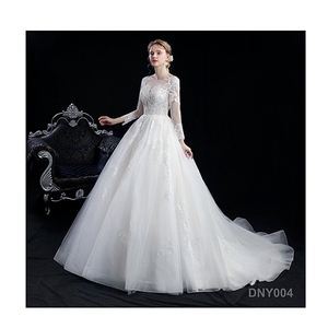 Long <strong>Sleeve</strong> Ivory <strong>Lace</strong> Flower Floor Length Plus Size <strong>Uk</strong> Embroidered Bustier Aline Luxury Elegant <strong>Wedding</strong> <strong>Dresses</strong> - Product Image 3