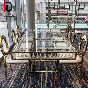 Cao Chất Lượng Thép Không Gỉ Tempered Gương Kính Đám Cưới Bàn Ăn - Product Image 4