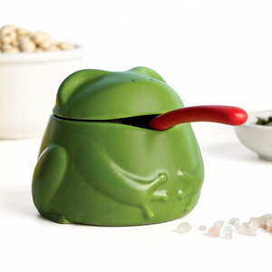 ภาชนะใส่เกลือรูปกบ PLA สำหรับตกแต่งห้องครัว  กระปุกเกลือรูปกบพิมพ์ 3 มิติ พร้อมช้อน - Product Image 1