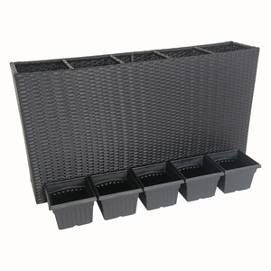PE Rattan Wicker <strong>Rectangular</strong> <strong>Planter</strong> <strong>Box</strong> 5 Removable Inner Pots Outdoor Garden Patio Flower <strong>Planter</strong> for Hotel Balcony Decor - Product Image 2