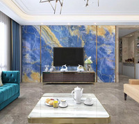 Plan de travail de cuisine en marbre onyx bleu naturel, dalle de marbre onyx bleu ciel clair pour la décoration intérieure