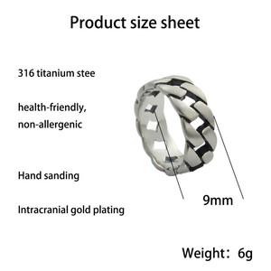 Anillo de Cadena Hueca de Acero de Titanio para Hombre, Diseño Geométrico Tejido, Plata, Oro, Multicolor, Estilo Punk, Joyería de Moda 24063 - Product Image 4