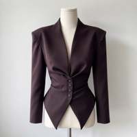 Blazer asymétrique à manches longues pour femme, coupe ajustée, élégant, couleur unie, pour le bureau, veste professionnelle Sehe Fashion